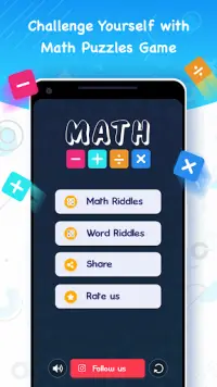 Math Riddles - Math Puzzles - Math Game Screen Shot 0