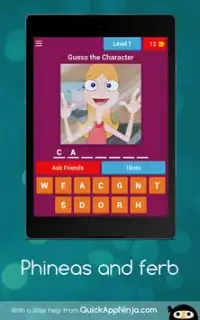 Guess characters - phineas and ferb cartoon quiz Screen Shot 3