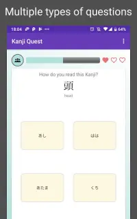Kanji Quest - study for JLPT in a fun Kanji Game ! Screen Shot 1