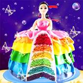 Rainbow Doll Cake bakery Game - DIY Cooking Kids