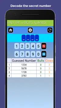 Bulls and Cows : the number game 🔢 Screen Shot 2
