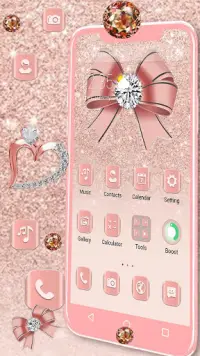 Luxury Rose Gold Diamond APUS Launcher Theme Screen Shot 3