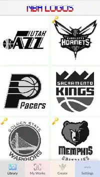 Free color by number NBA Logo - Drawing Pixel Art Screen Shot 3