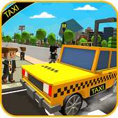 Blocky Taxi Car City Driving : Pixel Taxi Sim Game