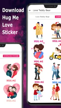 Hug Me Love Stickers & valentineday emoji Screen Shot 1