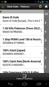 Cheat Codes Pokémon SoulSilver Screen Shot 0
