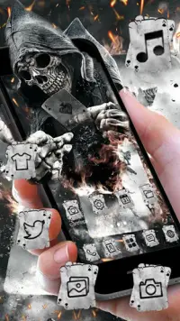 Smoky Poker Skull Launcher Theme Live HD Wallpaper Screen Shot 2