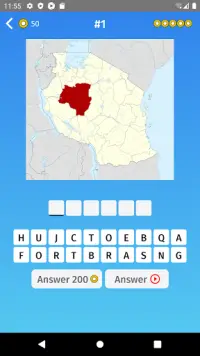 Tanzania: Regions & Provinces Map Quiz Game Screen Shot 0