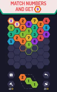 UP 9 – Hexa-Puzzle! Verschmelzen Sie Zahlen bis 9 Screen Shot 0