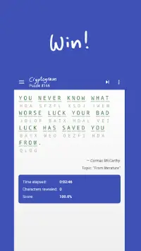 Cryptogram - puzzle quotes Screen Shot 7