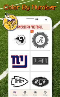 American Football Logo Color By Number - Pixel Art Screen Shot 2