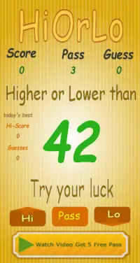 Hi Lo - higher lower free game Screen Shot 1