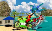 Super Heroes Downhill Water Bike Racing Rider Screen Shot 6