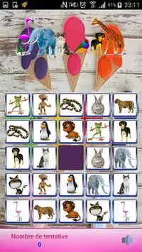 ألعاب تعليمية - ذاكرة الحيوانات Screen Shot 1