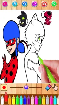 lady coloring bug and cat Screen Shot 5