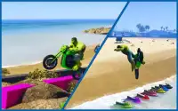 Superheroes Bike Beach Stunt Racing Mania 2018 Screen Shot 0