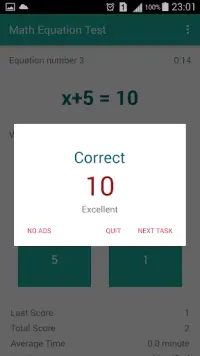 Math Equation Test Screen Shot 1