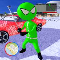 Stickman santa rope hero : Santa Crime city