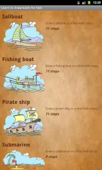 Learn to draw boats for Kids Screen Shot 0