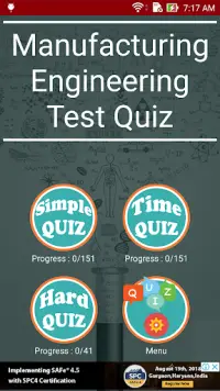 Manufacturing Engineering Test Quiz Screen Shot 0