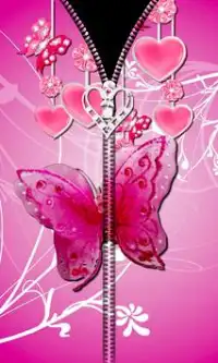 Pink Butterfly Zipper UnLock Screen Shot 3