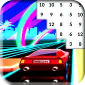 RetroWave Color by Number: Racing Car Pixel Art