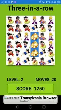 3 in Row Puzzle - With Dragon ball z characters Screen Shot 2