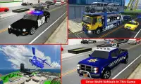 Politie Airplane Cars Transporter: dumptrucks Rijd Screen Shot 4