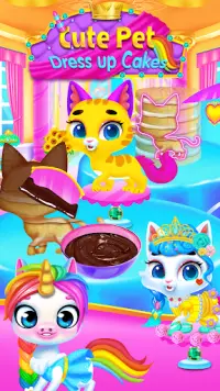 Cute Pet Dress Up Cakes - Rainbow Baking Games Screen Shot 2