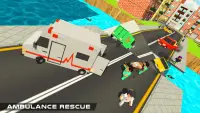 Blocky US Fire Truck & Army Ambulance Rescue Game Screen Shot 17