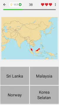 Peta dunia dengan semua negara: Kuiz Geografi Screen Shot 0