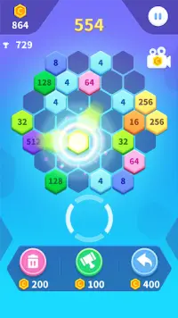 Poppin hexa 2048 | free hexagon puzzle game Screen Shot 1