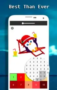 Color lindo del pingüino por número - Pixel Art Screen Shot 1