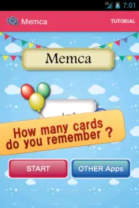 Memca - cards memory game Screen Shot 0