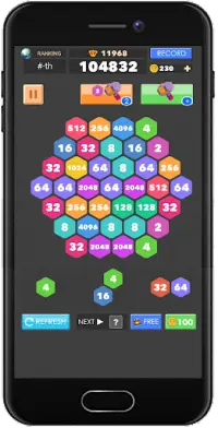 2048 Hexagon Tiles & Number Puzzle & Hexagon Block Screen Shot 4