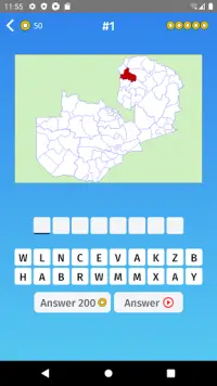 Zambia: Regions & Provinces Map Quiz Game Screen Shot 0