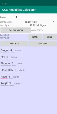 CCG Probability Calculator Screen Shot 1