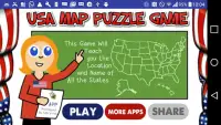 USA MAP 50 States Puzzle Game Screen Shot 0