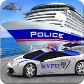 US Police Car Transport Cargo Ship: Driving Cruise