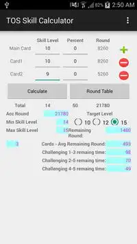 TOS Skill Level Calculator Screen Shot 1