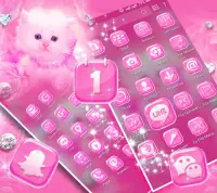 Cute Pink Cat Launcher Theme Screen Shot 0