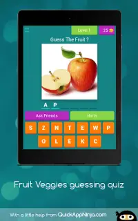 Adivinhando Quiz Frutas - Aprenda Frutas ou Legu Screen Shot 7