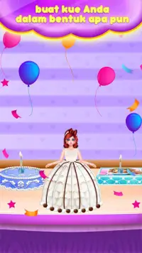 pembuat kue pesta ulang tahun putri - game memasak Screen Shot 5