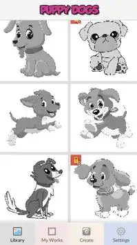 Pixel Art Puppy Dogs - Color By Number Screen Shot 1