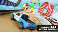 पुलिस प्राडो कार स्टंट रेसिंग: मेगा रैंप कार गेम्स Screen Shot 1