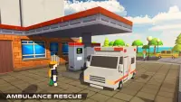 Blocky US Fire Truck & Army Ambulance Rescue Game Screen Shot 16