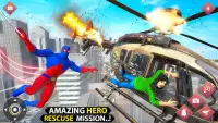 Flying Police Robot Rope hero Spider Rescue Games Screen Shot 1