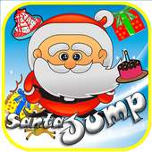 クリスマスのゲームの子供たちをジャンプサンタクロース
