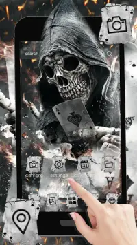 Smoky Poker Skull Launcher Theme Live HD Wallpaper Screen Shot 0