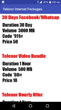 Telenor Internet Call Sms All Packages 2021 Screen Shot 3